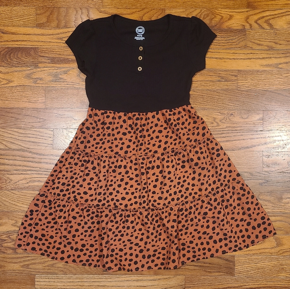 Cute Leopard Print Dress Kids Size M 7-8